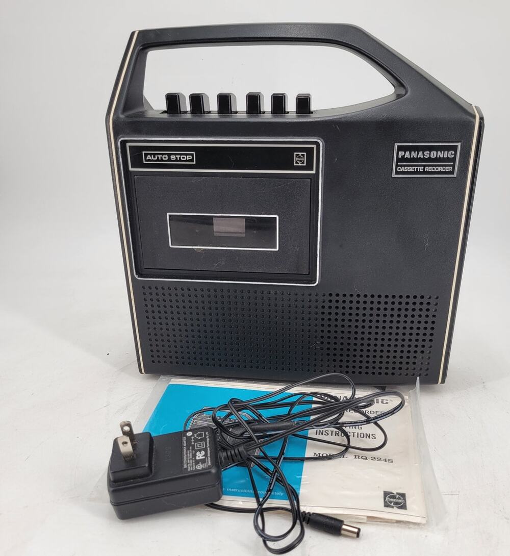Panasonic Portable AC/DC Cassette Recorder with Adapter and Instructions